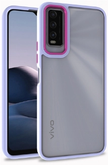 Vivo Y11s Kılıf Electro Silikon Renkli Flora Kapak - Lila