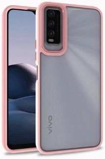 Vivo Y11s Kılıf Electro Silikon Renkli Flora Kapak - Rose Gold