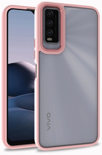 Vivo Y11s Kılıf Electro Silikon Renkli Flora Kapak - Rose Gold