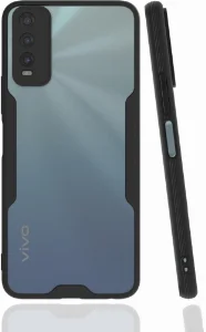 Vivo Y11s Kılıf Renkli Silikon Kamera Lens Korumalı Şeffaf Parfe Kapak - Siyah