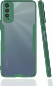Vivo Y11s Kılıf Kamera Lens Korumalı Arkası Şeffaf Silikon Kapak - Yeşil