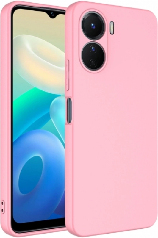 Vivo Y16 Kılıf İçi Kadife Mat Mara Lansman Silikon Kapak - Pembe