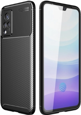 Vivo Y21 Kılıf Silikon Parmak İzi Bırakmayan Karbon Soft Negro Kapak - Siyah