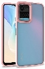 Vivo Y33s Kılıf Electro Silikon Renkli Flora Kapak - Rose Gold