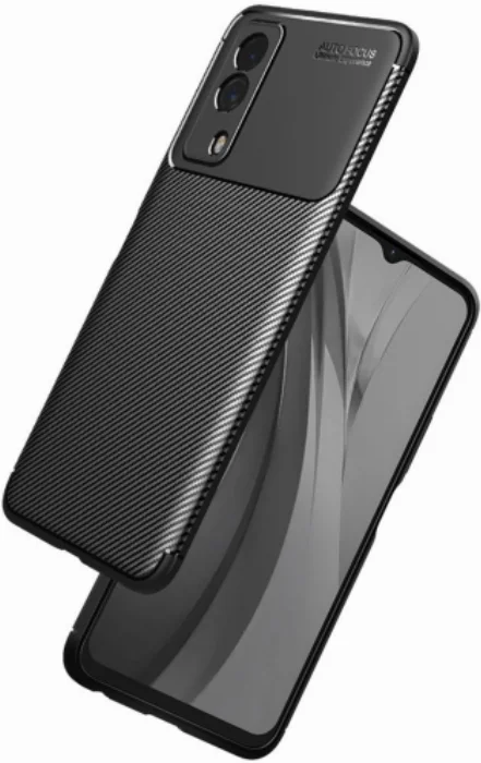 Vivo Y53s Kılıf Karbon Serisi Mat Fiber Silikon Negro Kapak - Siyah