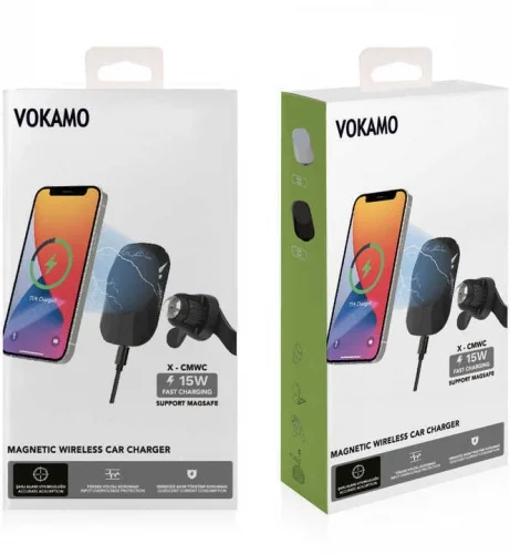 Vokamo WRL-01 Mıknatıslı Kablosuz Şarj Araç Telefon Tutucu - Beyaz