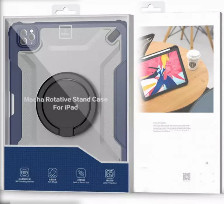 Wiwu Apple iPad Air 4 10.9 inç 2020  Kılıf Mecha Serisi Dönebilen Kamera Lens Korumalı Kapak - Siyah