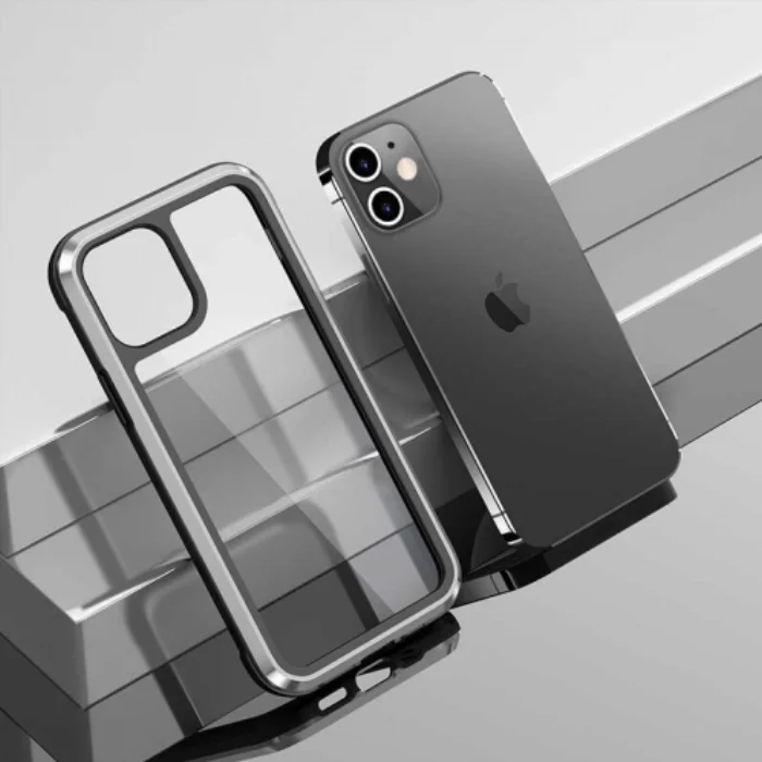 Wiwu Apple iPhone 12 (6.1) Kılıf Defence Armor Serisi Arkası Şeffaf Lisanslı Kapak - Gümüş