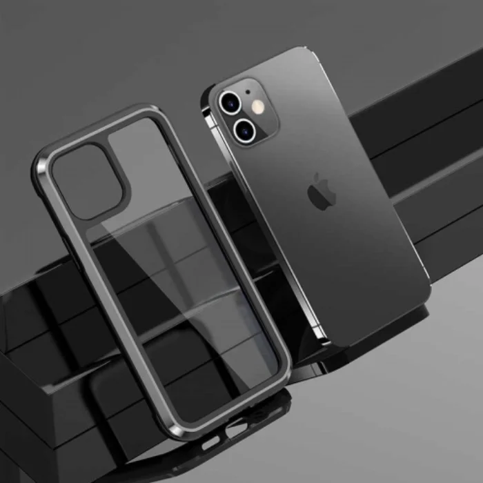 Wiwu Apple iPhone 12 (6.1) Kılıf Defence Armor Serisi Arkası Şeffaf Lisanslı Kapak - Siyah