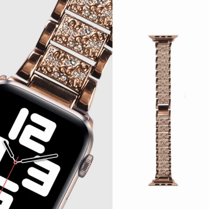 Wiwu Apple Watch 42mm Metal Kordon Boncuklu Three Beads - Siyah