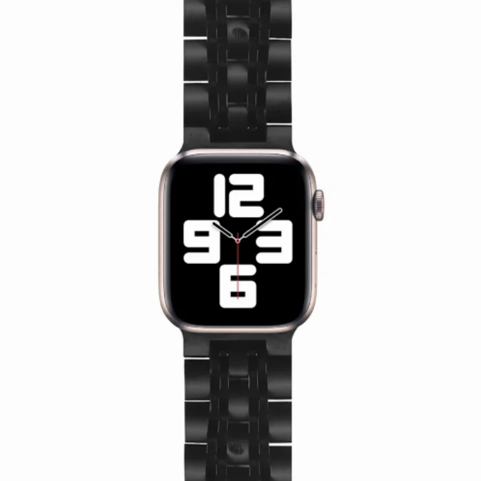 Wiwu Apple Watch 44mm Metal Kordon Seven Beads Steel Belt - Siyah