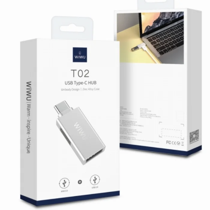 Wiwu T02 Type-C Hub USB Çıkış - Gri
