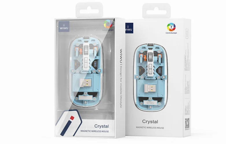 Wiwu WM105 Crystal RGB Led Işıklandırmalı Şeffaf Tasarım Mouse - Gri