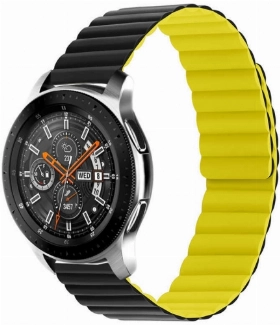 Xiaomi Amazfit Pace Çift Renkli Çizgili Parça Desenli Akıllı Saat Kordon KRD-52  - Siyah-Sarı