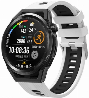 Xiaomi Amazfit Pace Kordon Metal Toka Tasarımlı Çift Renkli KRD-55 Silikon Kordon - Beyaz-Siyah