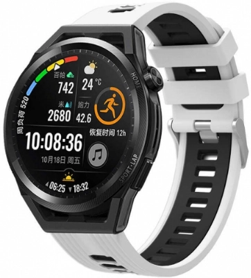 Xiaomi Amazfit Pace Kordon Metal Toka Tasarımlı Çift Renkli KRD-55 Silikon Kordon - Beyaz-Siyah