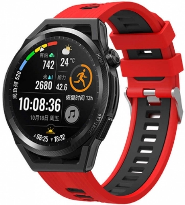 Xiaomi Amazfit Pace Kordon Metal Toka Tasarımlı Çift Renkli KRD-55 Silikon Kordon - Kırmızı-Siyah