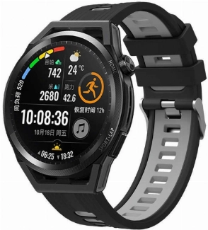 Xiaomi Amazfit Pace Kordon Metal Toka Tasarımlı Çift Renkli KRD-55 Silikon Kordon - Siyah-Gri