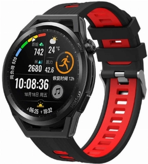 Xiaomi Amazfit Pace Kordon Metal Toka Tasarımlı Çift Renkli KRD-55 Silikon Kordon - Siyah-Kırmızı