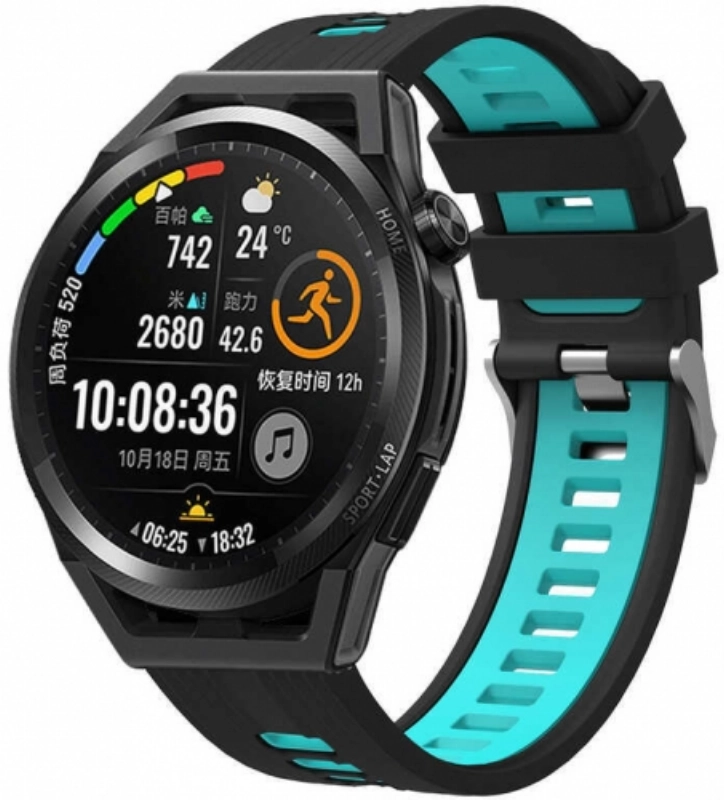 Xiaomi Amazfit Pace Kordon Metal Toka Tasarımlı Çift Renkli KRD-55 Silikon Kordon - Siyah-Mavi