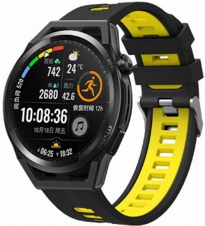 Xiaomi Amazfit Pace Kordon Metal Toka Tasarımlı Çift Renkli KRD-55 Silikon Kordon - Siyah-Sarı