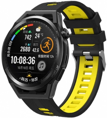 Xiaomi Amazfit Pace Kordon Metal Toka Tasarımlı Çift Renkli KRD-55 Silikon Kordon - Siyah-Sarı