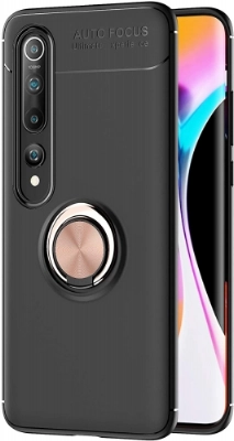 Xiaomi Mi 10 Pro Kılıf Renkli Silikon Yüzüklü Standlı Auto Focus Ravel Kapak - Rose Gold