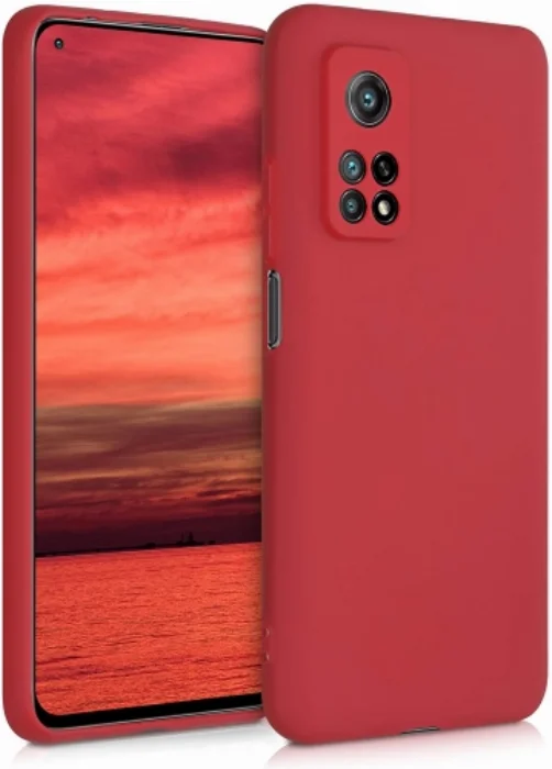 Xiaomi Mi 10T Kılıf Liquid Serisi İçi Kadife İnci Esnek Silikon Kapak - Kırmızı