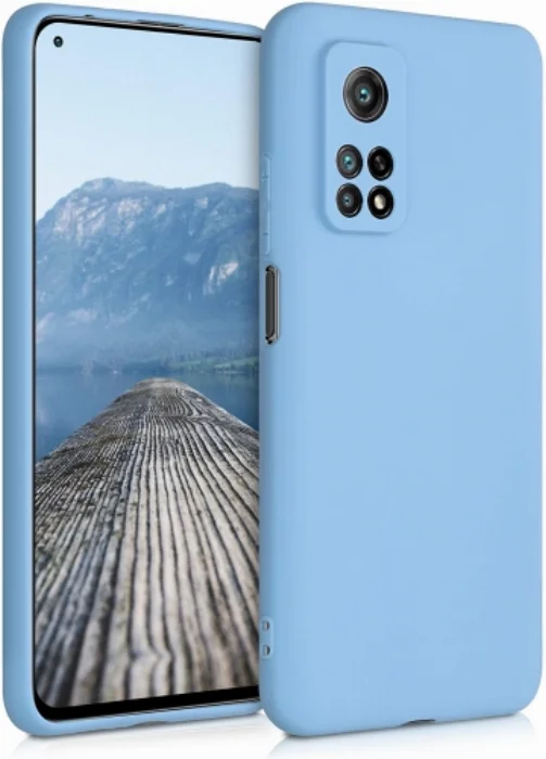 Xiaomi Mi 10T Kılıf Liquid Serisi İçi Kadife İnci Esnek Silikon Kapak - Mavi