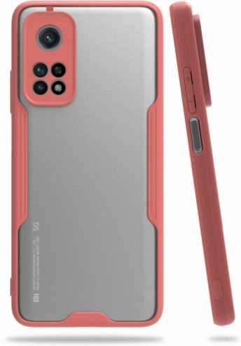 Xiaomi Mi 10T Pro Kılıf Renkli Silikon Kamera Lens Korumalı Şeffaf Parfe Kapak - Pembe