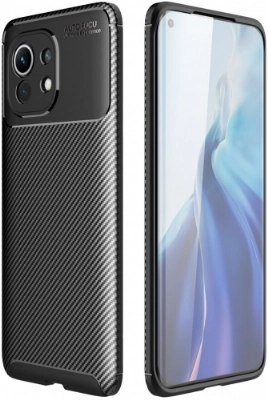 Xiaomi Mi 11 Kılıf Silikon Parmak İzi Bırakmayan Karbon Soft Negro Kapak - Siyah