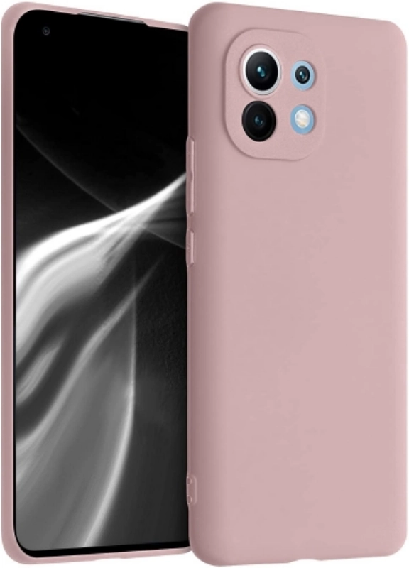 Xiaomi Mi 11 Lite Kılıf İnce Soft Mat Renkli Esnek Silikon Kapak - Rose Gold