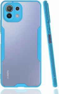 Xiaomi Mi 11 Lite Kılıf Kamera Lens Korumalı Arkası Şeffaf Silikon Kapak - Mavi