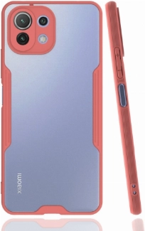 Xiaomi Mi 11 Lite Kılıf Renkli Silikon Kamera Lens Korumalı Şeffaf Parfe Kapak - Pembe