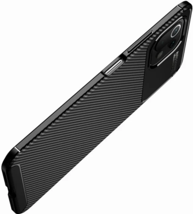 Xiaomi Mi 11 Lite Kılıf Karbon Serisi Mat Fiber Silikon Negro Kapak - Siyah