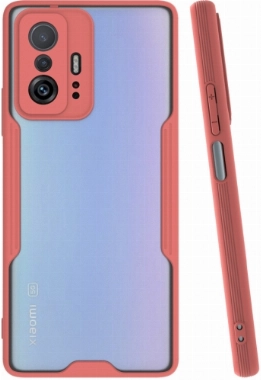 Xiaomi Mi 11T Kılıf Renkli Silikon Kamera Lens Korumalı Şeffaf Parfe Kapak - Pembe