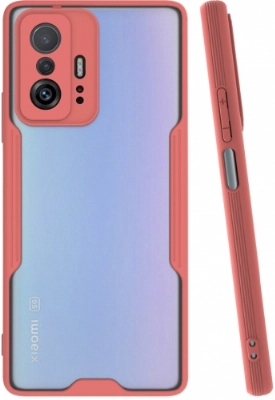 Xiaomi Mi 11T Kılıf Renkli Silikon Kamera Lens Korumalı Şeffaf Parfe Kapak - Pembe