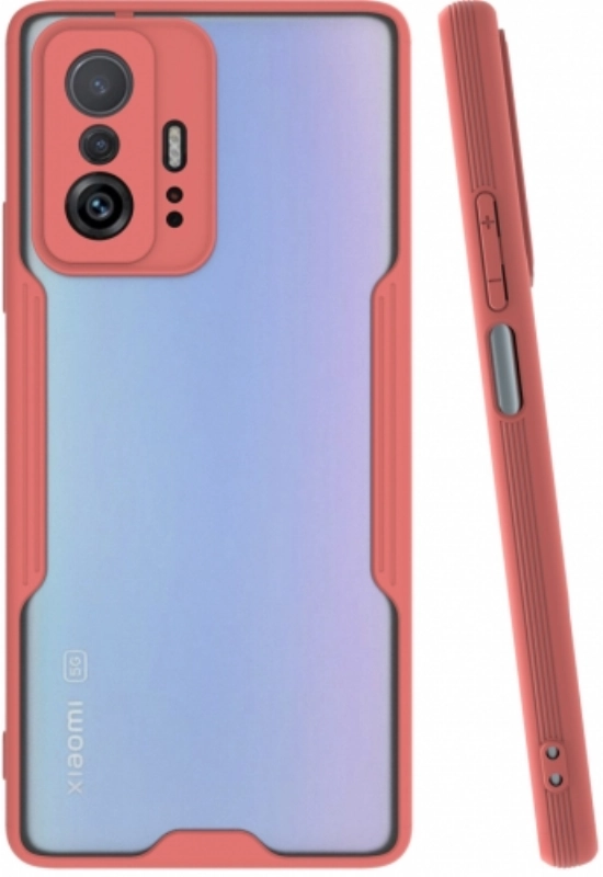 Xiaomi Mi 11T Kılıf Renkli Silikon Kamera Lens Korumalı Şeffaf Parfe Kapak - Pembe