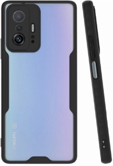 Xiaomi Mi 11T Kılıf Renkli Silikon Kamera Lens Korumalı Şeffaf Parfe Kapak - Siyah