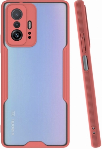 Xiaomi Mi 11T Pro Kılıf Renkli Silikon Kamera Lens Korumalı Şeffaf Parfe Kapak - Pembe