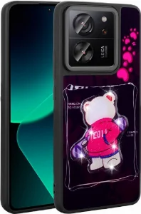 Xiaomi Mi 13T Kılıf Parlayan Kabartmalı İkonik Figürlü Amas Silikon Kapak - Siyah