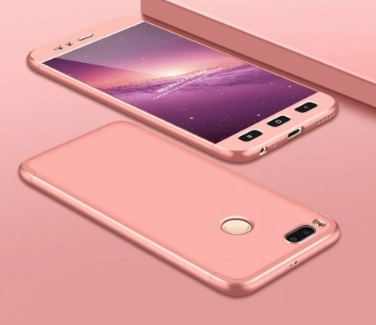 Xiaomi Mi 5X Kılıf 3 Parçalı 360 Tam Korumalı Rubber AYS Kapak  - Rose Gold