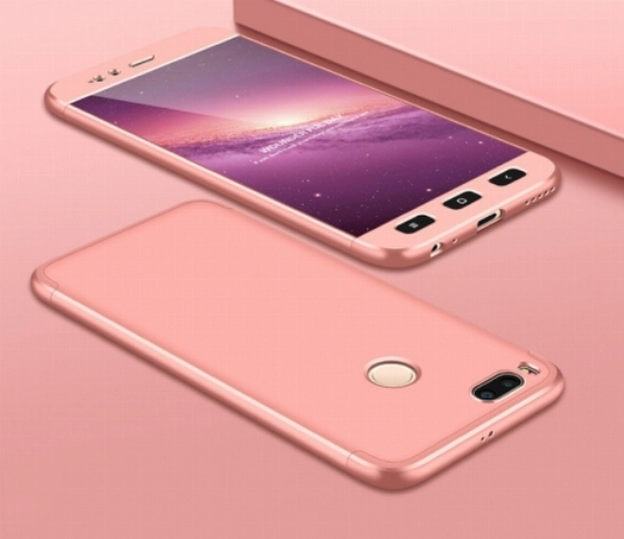 Xiaomi Mi 5X Kılıf 3 Parçalı 360 Tam Korumalı Rubber AYS Kapak  - Rose Gold