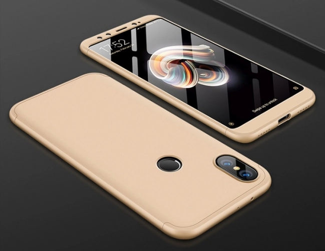 Xiaomi Mi 6X Kılıf 3 Parçalı 360 Tam Korumalı Rubber AYS Kapak  - Gold