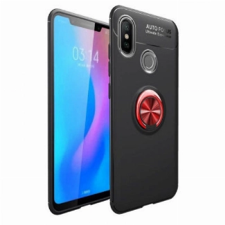 Xiaomi Mi 6X Kılıf Renkli Silikon Yüzüklü Standlı Auto Focus Ravel Kapak - Kırmızı - Siyah