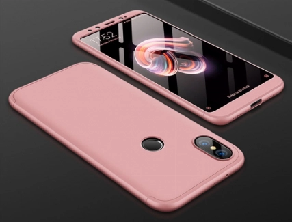 Xiaomi Mi 8 Kılıf 3 Parçalı 360 Tam Korumalı Rubber AYS Kapak  - Rose Gold