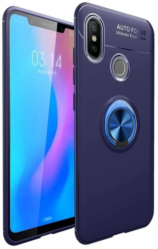 Xiaomi Mi 8 Kılıf Renkli Silikon Yüzüklü Standlı Auto Focus Ravel Kapak - Mavi