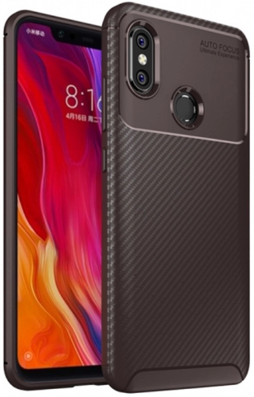 Xiaomi Mi 8 Kılıf Silikon Parmak İzi Bırakmayan Karbon Soft Negro Kapak - Kahve