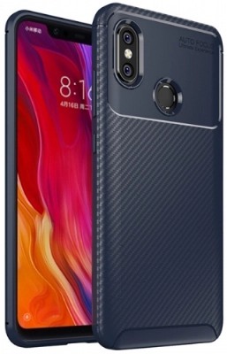 Xiaomi Mi 8 Kılıf Silikon Parmak İzi Bırakmayan Karbon Soft Negro Kapak - Lacivert