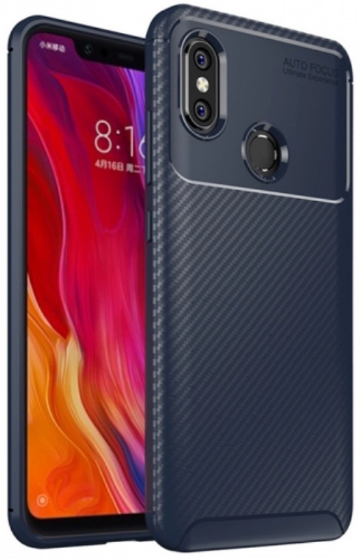 Xiaomi Mi 8 Kılıf Silikon Parmak İzi Bırakmayan Karbon Soft Negro Kapak - Lacivert